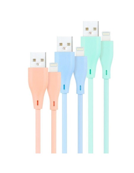 CABLE LIGHTNING A USB 2.0 NANOCABLE A/M 1M 3UD BLUE PINK GREEN LISO