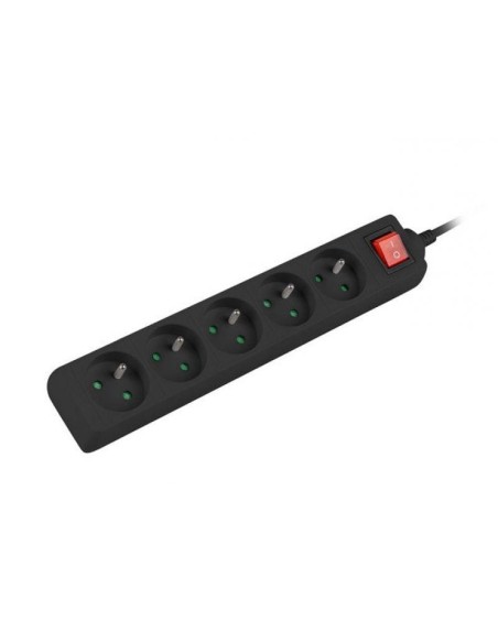 REGLETA LANBERG 5 SCHUKOS CON PROTECCION 1.5M BLACK