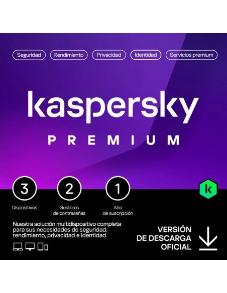 ANTIVIRUS KASPERSKY PREMIUM 1YEAR 3L PC/MAC/ANDROID/IOS L.ELECTRONICA