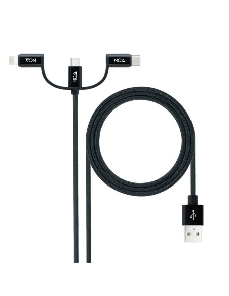CABLE USB 3 EN 1 USB-A / USB-C MICROUSB LIGHTNING 1M NANOCABLE