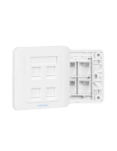 ROSETA DE PARED VENTION RJ45 CAT.6 UTP 4 TOMAS WHITE
