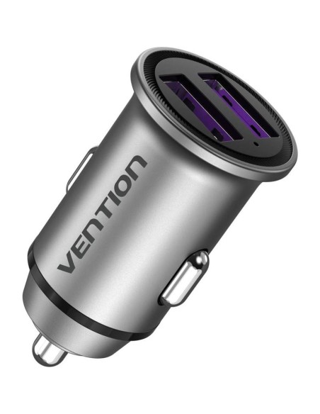 CARGADOR COCHE SMARTPHONE VENTION 30W 2XUSB-A SILVER